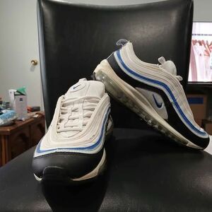 Nike Air Max 97. White/Blue/Black Sneakers. 921522-107. Boys Size 7Y.